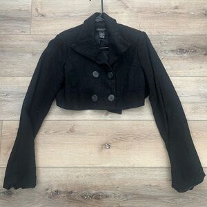 Kenneth Cole Black Double-Breasted Cropped Blazer